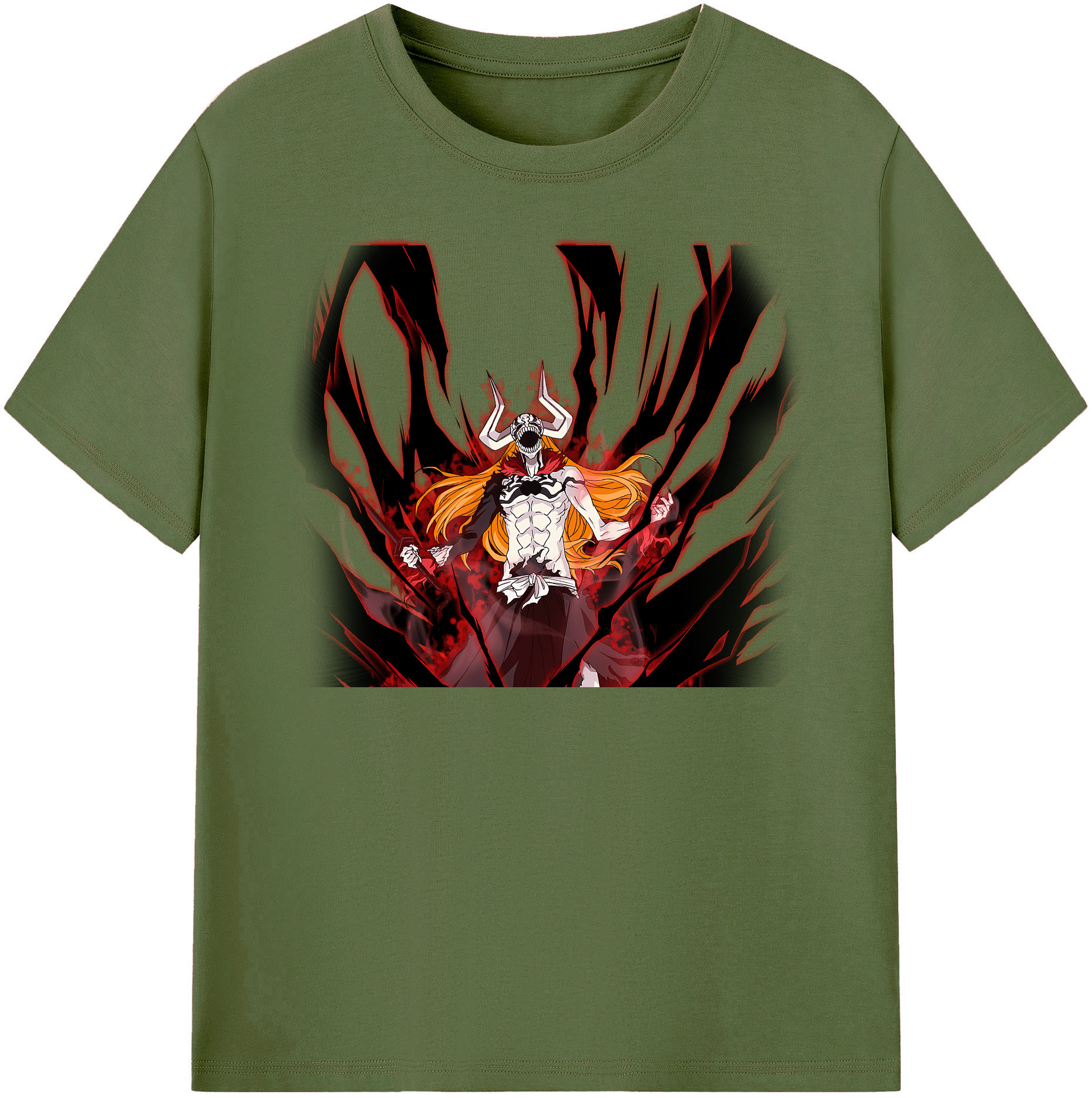（画像用） ブリーチ 黒崎一護（くろさき いちご）BLEACH Kurosaki Ichigo 綿100％半袖Tシャツ（フロントプリント）